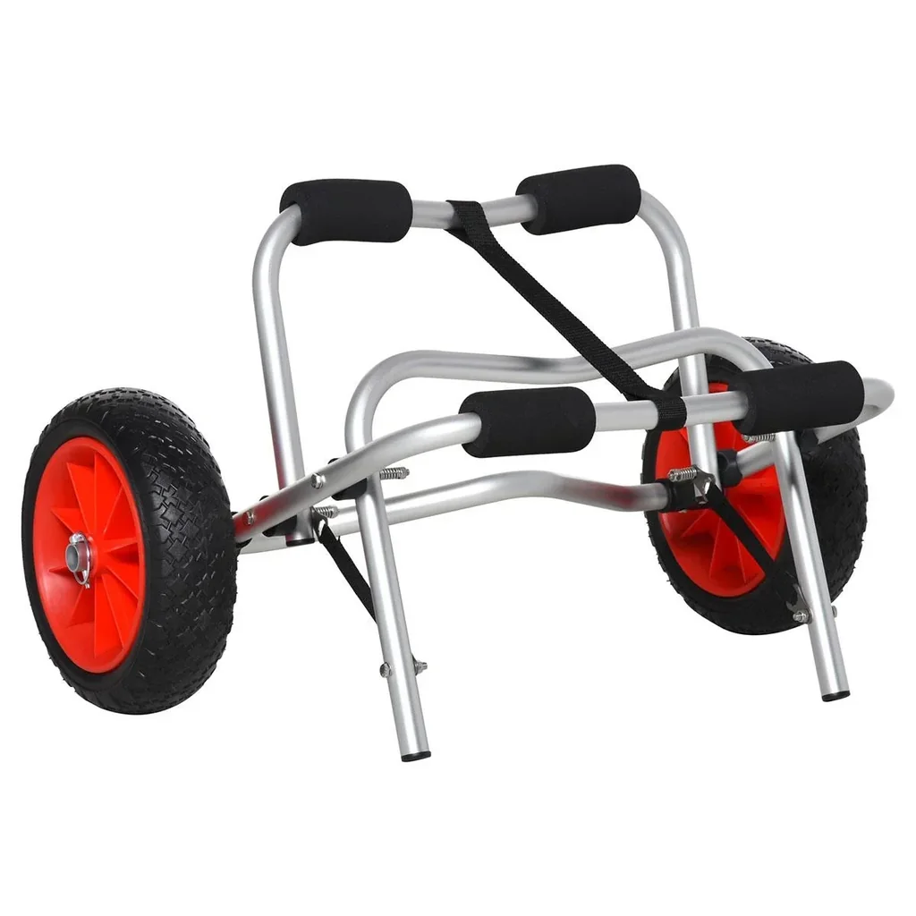 Alu Kanuwagen Kajakwagen Surfwagen klappbar mit Gurt PU-Räder Silber bis 75 kg 68 x 44,5 x 40 cm