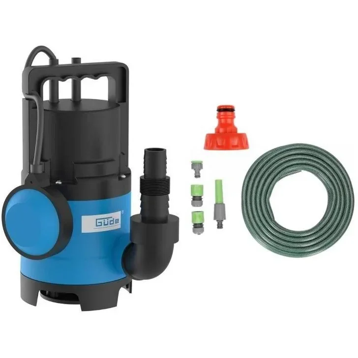 Abwassertauchpumpe GS4003P - 8000L/h MIT 15 Meter Gartenschlauch inklusive Düse und Armaturen UND 1" Wasserhahn