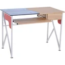 Computertisch Schreibtisch mit Tastaturauszug Schublade Arbeitstisch Metall + Hartglas 105 x 55 x 75 cm