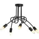 Kronleuchter Hängelampe 5-flammig E27 Sockel Pendelleuchte Industrial Retro Metall mit 5 Armen Stahl Schwarz Ø57 x 37 cm