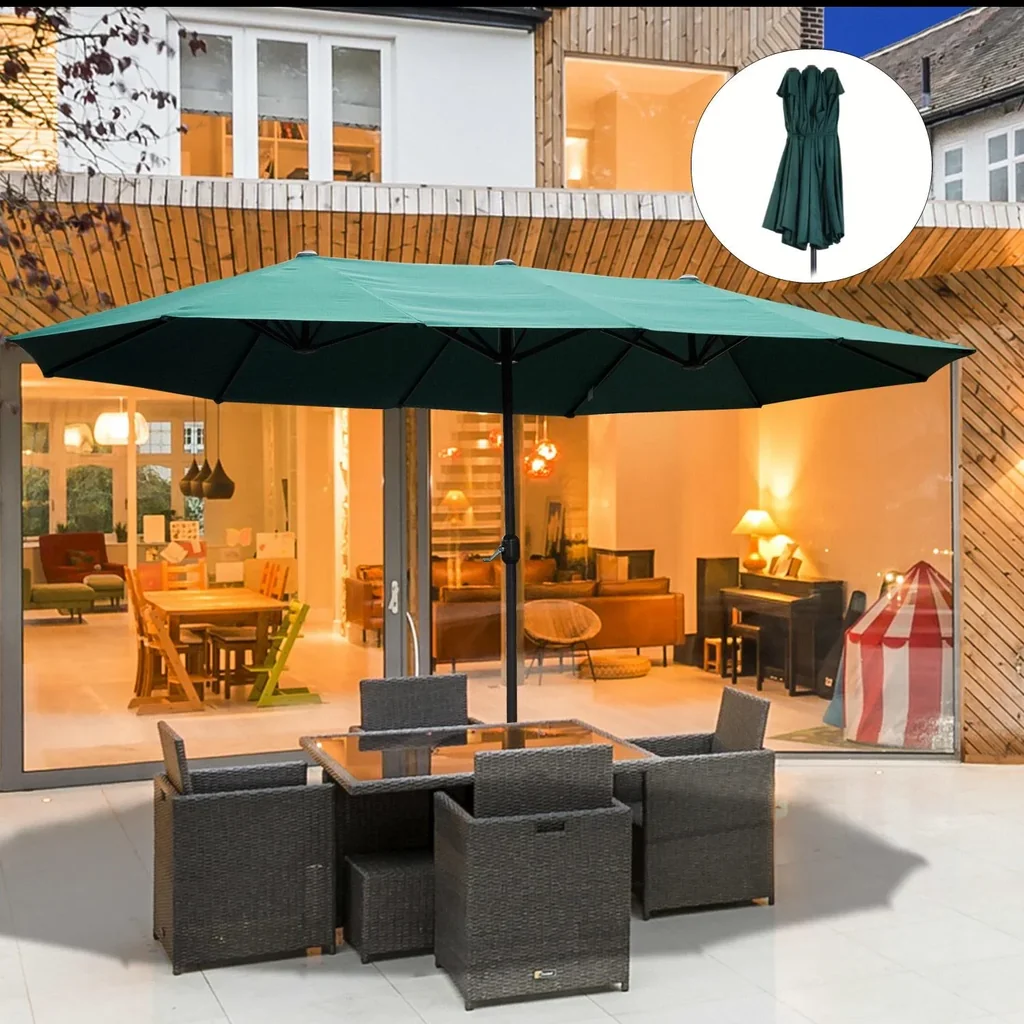 Sonnenschirm Gartenschirm Marktschirm Doppelsonnenschirm Terrassenschirm mit Handkurbel Oval