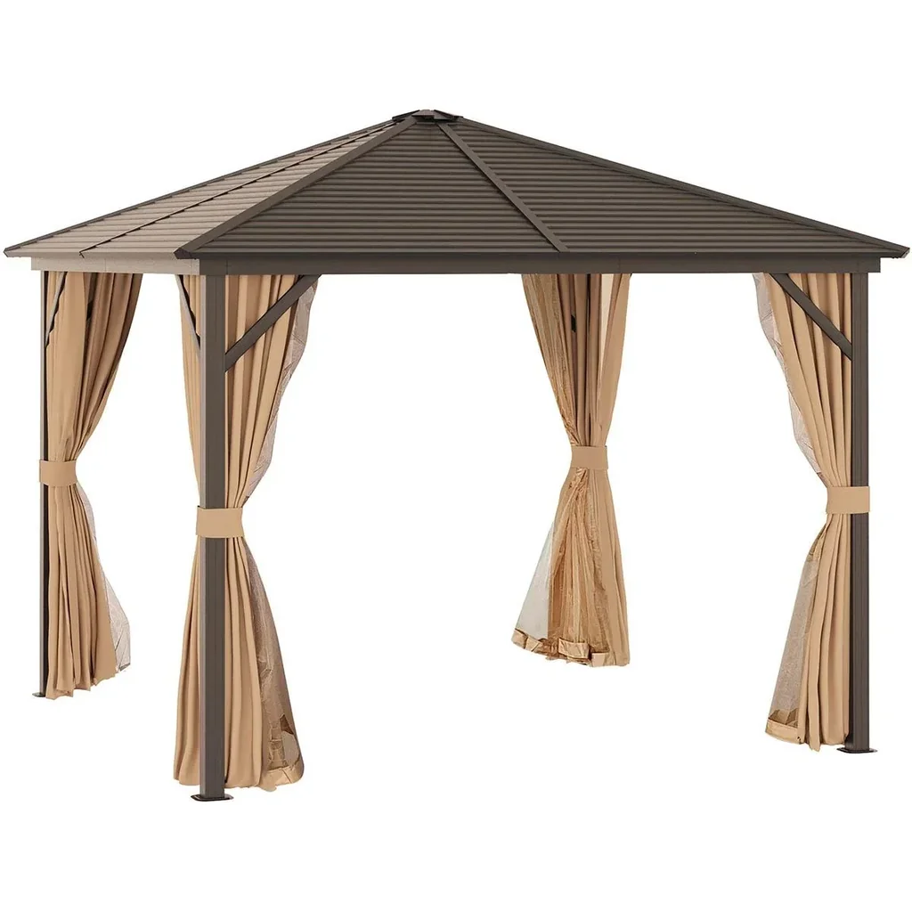 Gartenpavillon Pavillon 298 x 298 x 260 cm Gartenzelt Festzelt Partyzelt mit 4 x Doppel-Seitenteilw wetterfest Aluminium