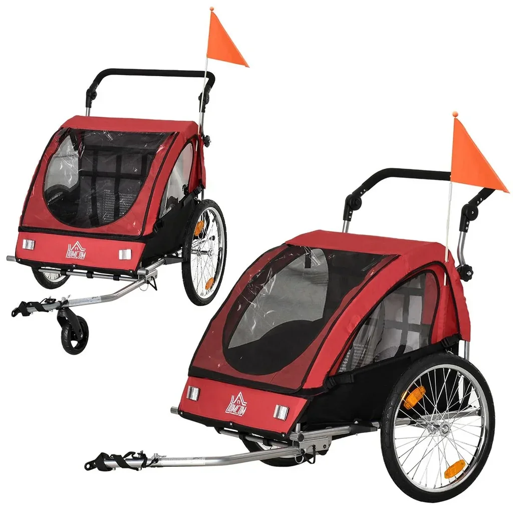 2 in 1 Kinderanhänger bunte Farben Kinderwagen Fahrradanhänger