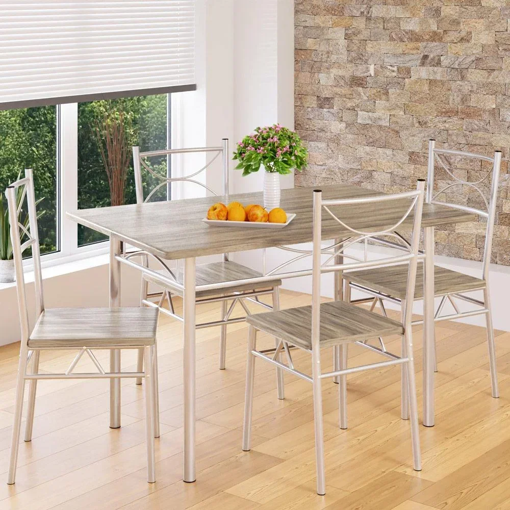 5-teiliges Lounge-Set "Paul" - Esstisch + 4 Stühle - Eiche