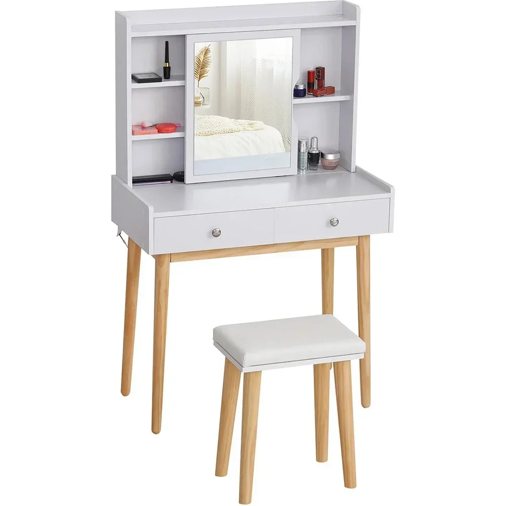 Schminktisch mit Hocker weiß