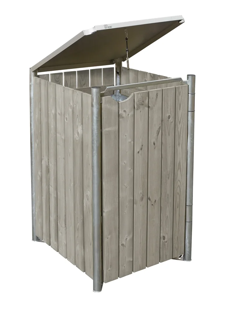 Mülltonnenbox 1-fach, Holz natur grau, für 240 l Tonnen