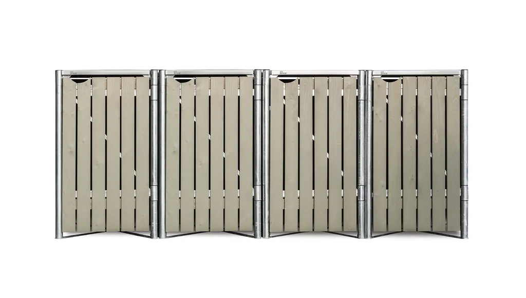 Mülltonnenbox 4-fach, Holz natur grau, für 240 l Tonnen
