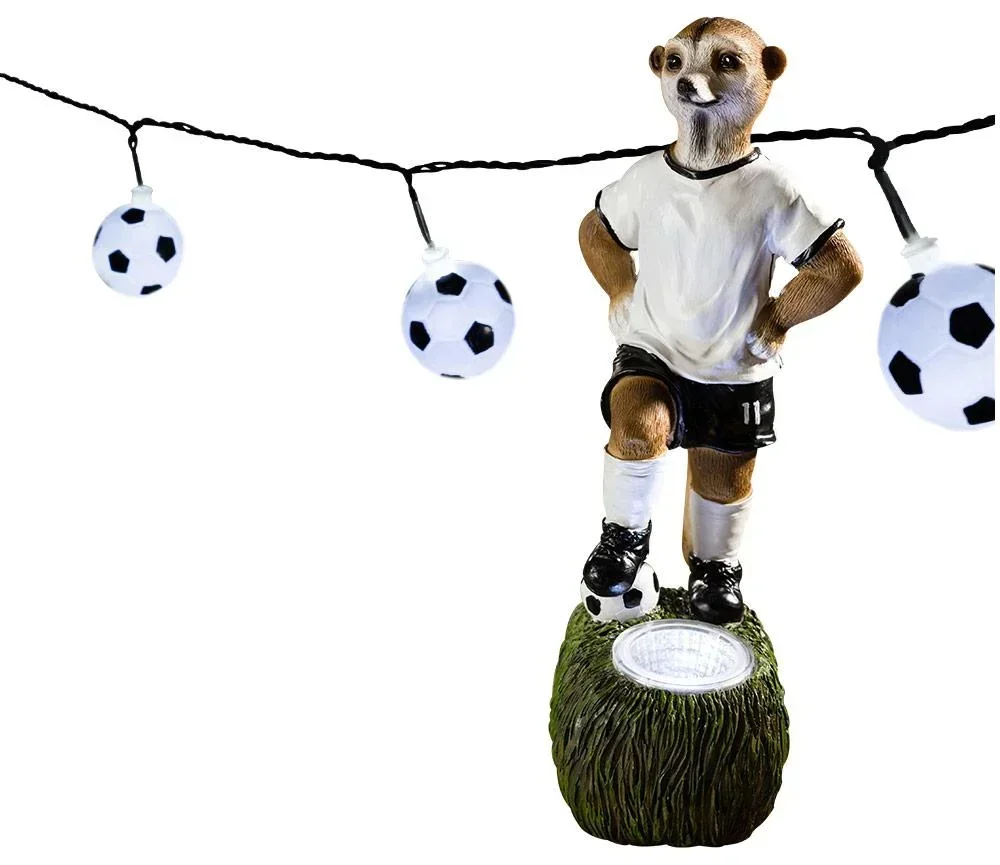 Solar Erdmännchen Figur "Miro" und LED Lichterkette mit 50 Fußbällen