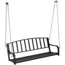 Hängebank 2-Sitzer Gartenschaukel Schaukelbank Schwebebank mit Ketten Metall Schwarz 128 x 63 x 47 cm