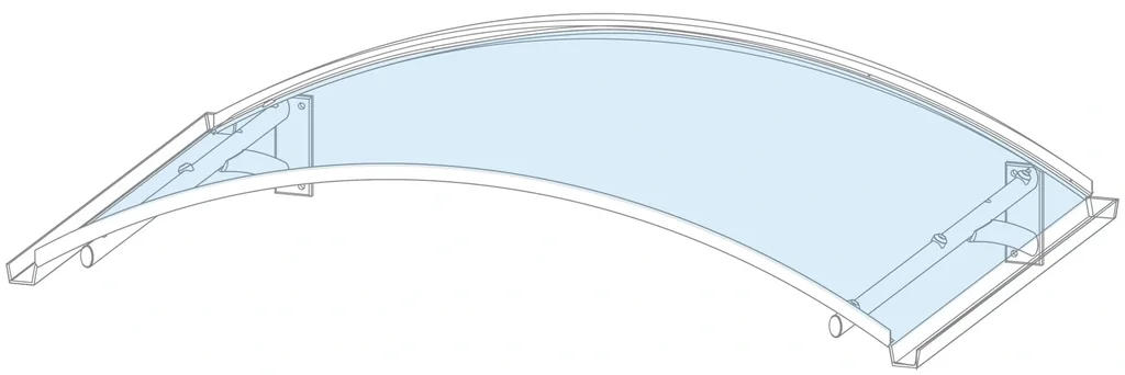 Bogenvordach Typ BV Secco, 1500 x 900 x 320 mm, Edelstahl