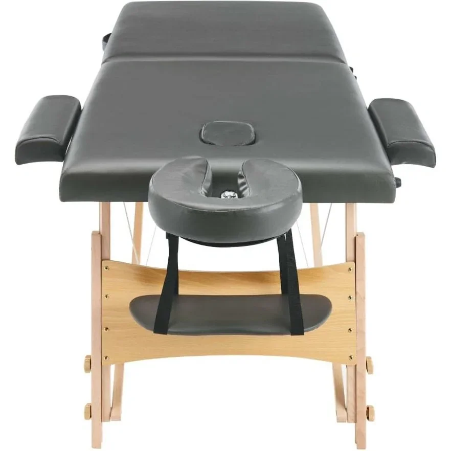 Massageliege 2 Zonen 186x68 cm Holzrahmen anthrazit