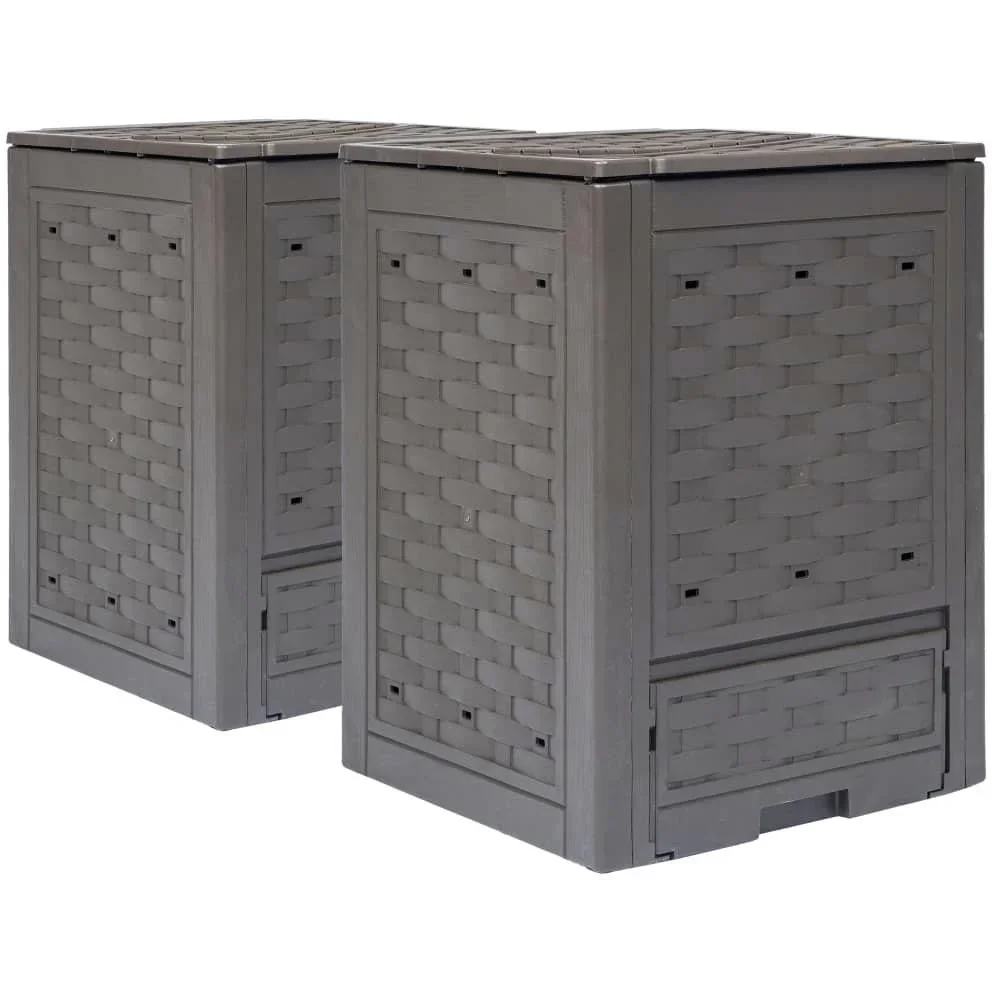 Komposttonnen 2 Stück 600 L 60x60x83 cm braun