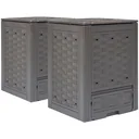 Komposttonnen 2 Stück 600 L 60x60x83 cm braun