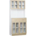 Küchenschrank 180 cm Küchenbuffet Hochschrank mit Glastüren Geschirrschrank Esszimmerschrank mit Schubladen Schrank ele
