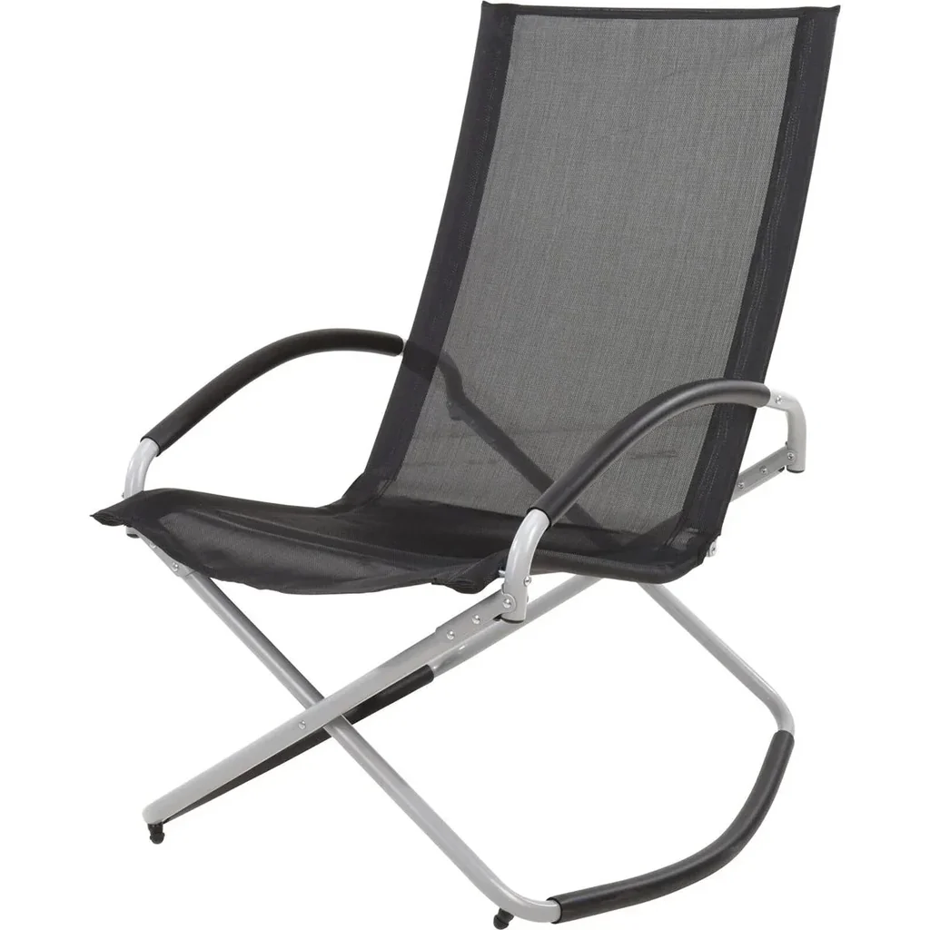 Pro Garden Klappbarer Schaukelstuhl - Schwarz - 70x90x98cm