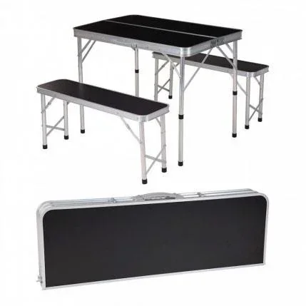 Klappbarer Campingtisch mit 2 Bänken - 90 x 60 x 70 cm