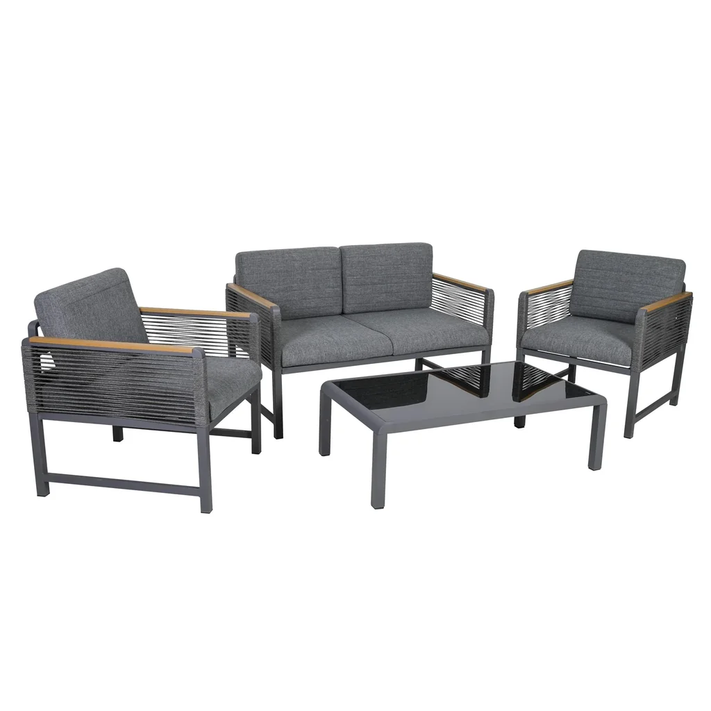 Gartenmöbel-Lounge-Set "Nevi" - dunkelgrau  