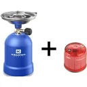 Gaskocher mit Windschutz 1200 Watt Blau mit Gastank