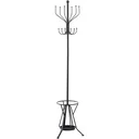 Kleiderständer Garderobeständer mit Schirmständer 12 Haken 6 Schirme Metall Schwarz 34,5 x 34,5 x 180 cm