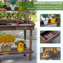 Pflanztisch mit Schublade 2 Stufen Gärtnertisch mit waschbecken und Rollen Garten Tannenholz Braun 92 x 45 x 119 cm
