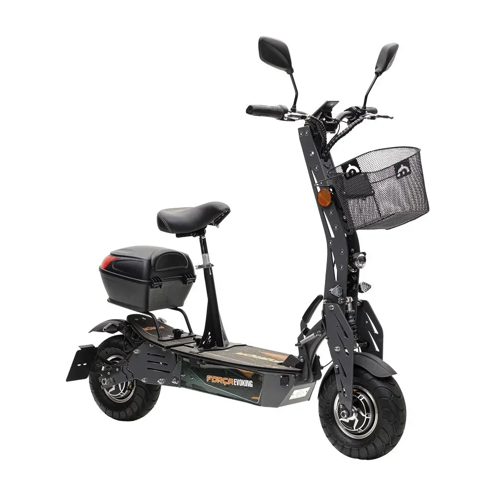 E-Roller "Evoking" Safety 45 km/h inklusive Blinkanlage und Gepäck-Case schwarz