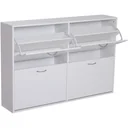 Schuhkipper Schuhschrank Schuhständer Schuhregal mit 4 Klappen 16 24 Paar Spannplatte Weiß 120 x 24 x 81 cm
