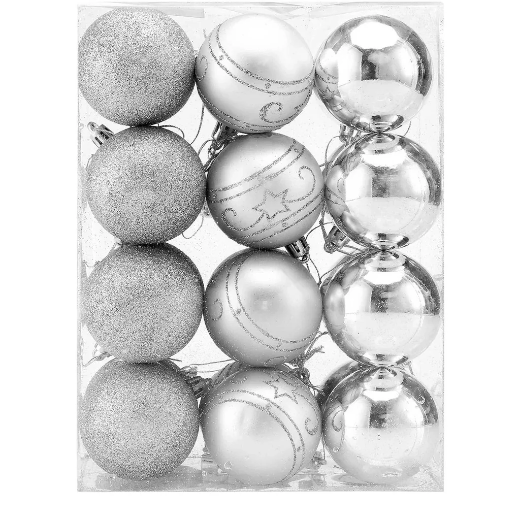 Weihnachtskugeln 24 Stück Silber - Durchmesser 6cm