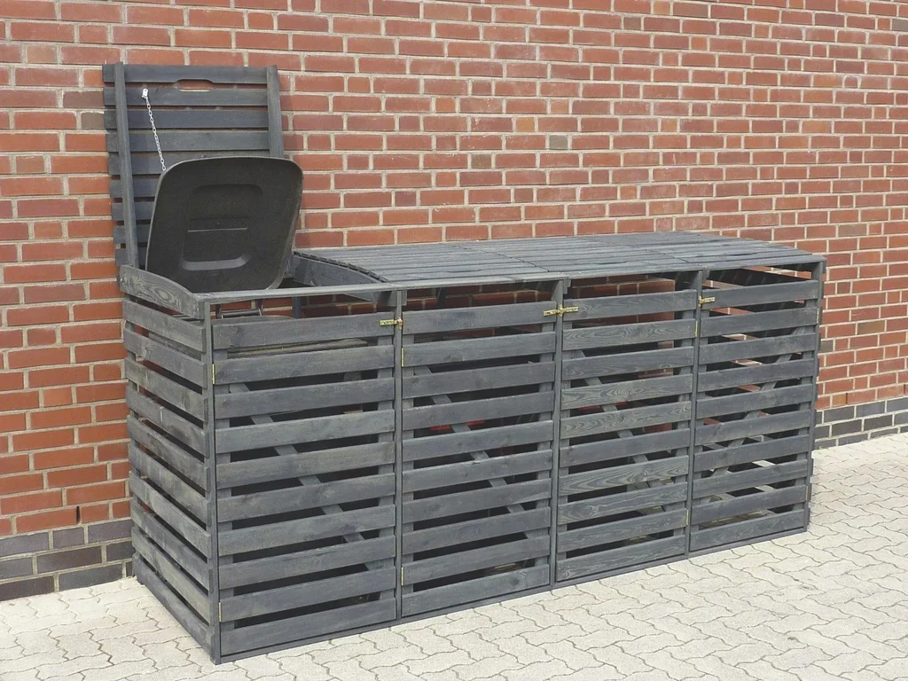 Mülltonnenbox Vario 4 für 4 Tonnen, honigbraun