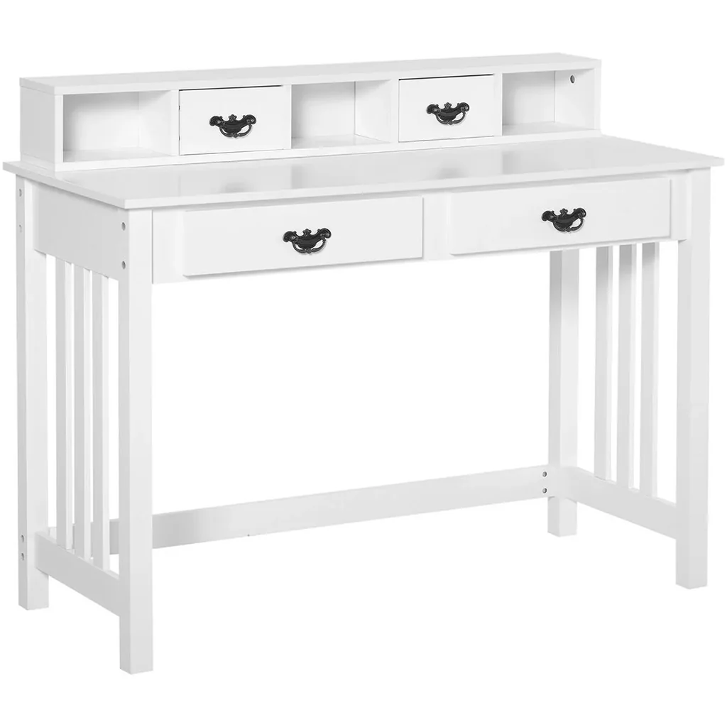 Schreibtisch mit abnehmbarem Regal 2 Schubladen Breite Tischplatte für Arbeitszimmer Büro und Wohheim Weiß
