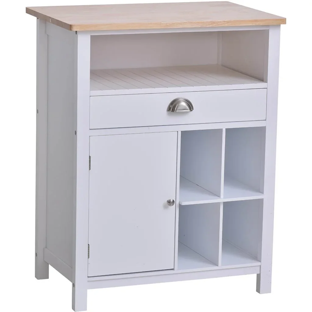 Küchenschrank Beistellschrank Kommode Schrank Sideboard Badezimmerschrank mit Schublade und Weinregal Weiß, 70 x 45 x 88