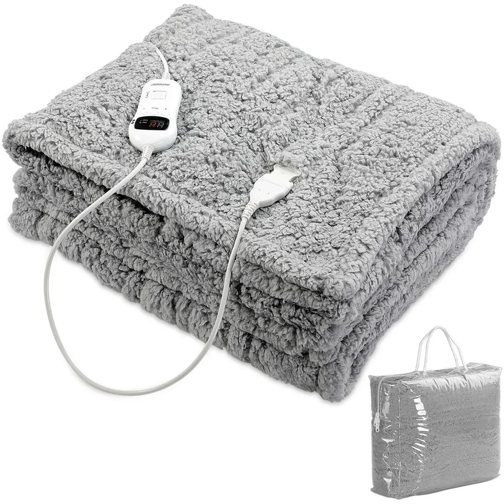 Heizdecke Fleece Grau 170x140cm