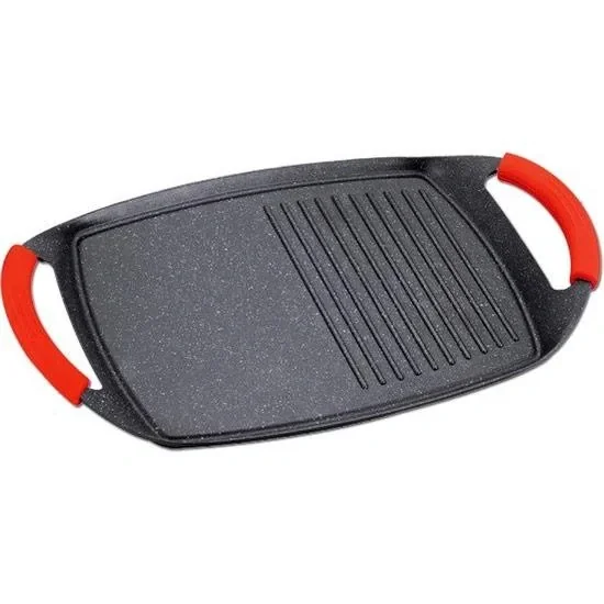 Marmorbeschichtung Griddle-Platte mit Rippen - 47 cm