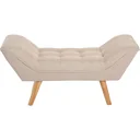 Polsterbank Retro Sitzbank Leinen Holzfüße Beige