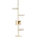 Kratzbaum Katzenbaum Deckenhoch Kletterbaum mit holz Katzenhöhle Sisal Plüsch höhenverstellbar Creme 50 x 50 x 232-252 c