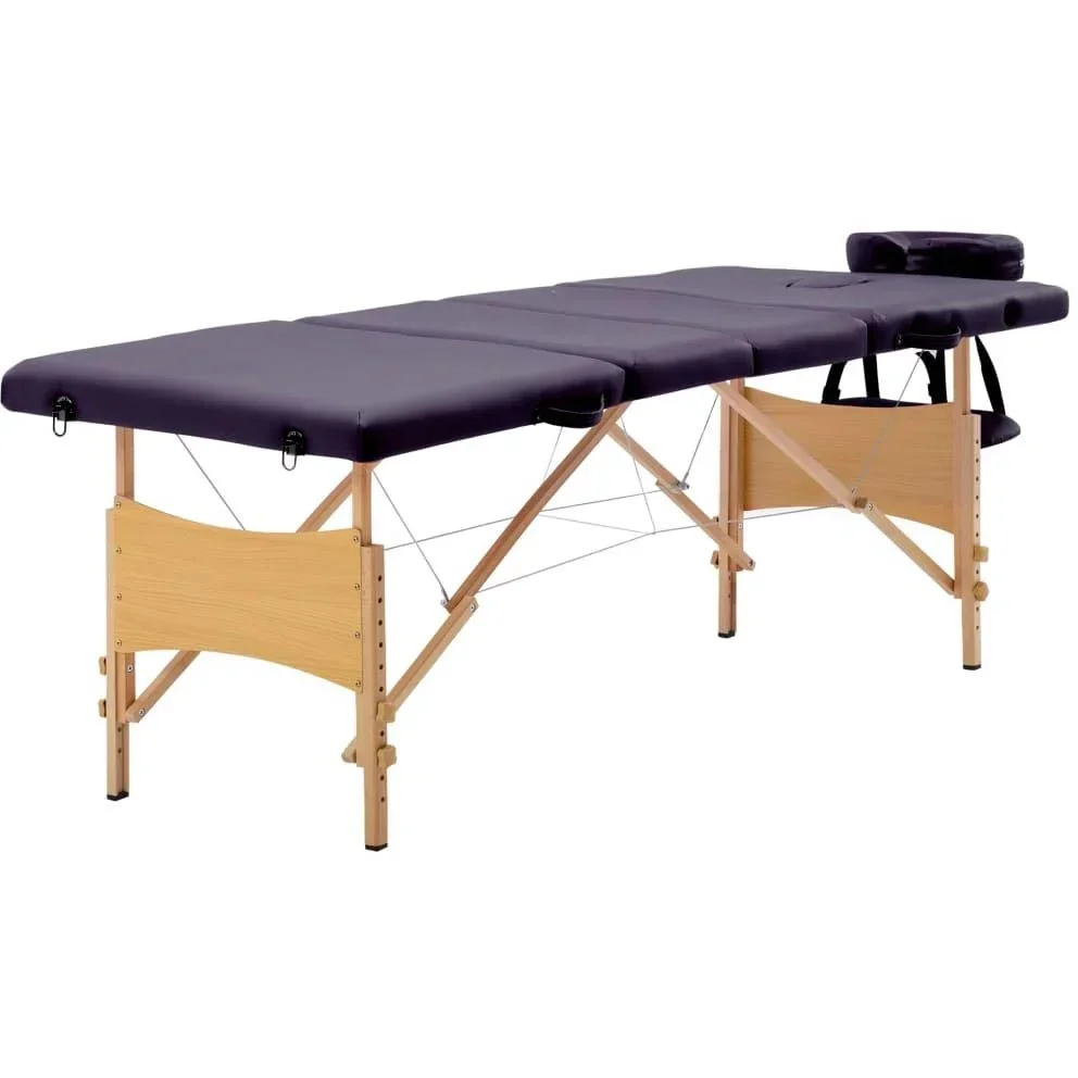 Zusammenklappbarer Massagetisch mit 4 Zonen Holz weinrot