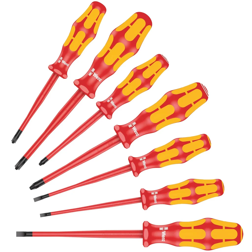Schraubendrehersatz VDE Kraftform Plus Serie 100, reduzierter Klingen- und Griffdurchmesser, 7-teilig