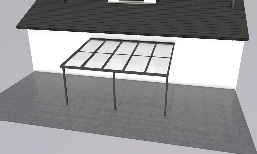 Terrassendach Premium, anthrazit, 5100 x 4060 mm - Polycarbonat Stegplatten 16 mm, bronze