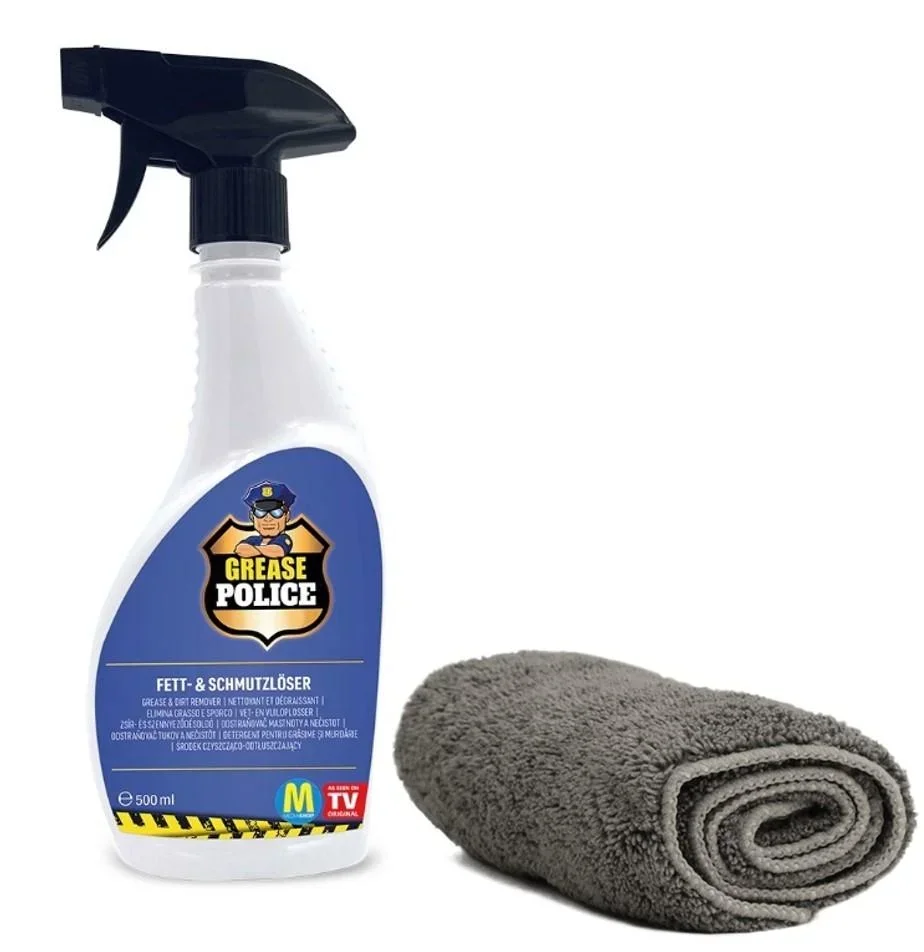 Fett- und Schmutzlöser Grease Police, 500 ml inklusive Mikrofasertuch