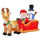 Aufblasbarer Weihnachtsmann auf Schlitten mit Schneemann Weihnachtsdekoration LED wetterfest Polyester 200 x 80 x 128 cm