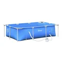 Rahmenpool mit Schlauch Draht Swimmingpool Schwimmbad Ablassventil für sauberen Wasser 1000D PVC Stahl Blau 252 x 152 x