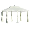 Gartenpavillon 4 x 3m Pavillon Gartenzelt Festzelt Partyzelt mit LED Licht Stahl Polyester Cremeweiß