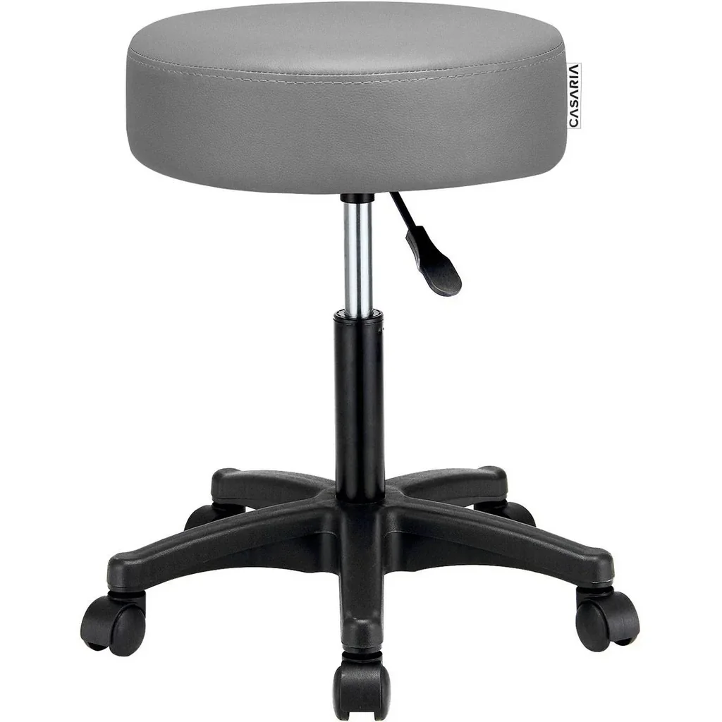 Rollhocker Arbeitshocker - | 56 x 56 x 46-61 cm | Grau - Drehbar und verstellbar