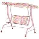 Kinder Hollywoodschaukel Kinderschaukel mit Sonnendach 2-Sitzer Gartenschaukel für 3-6 Jahre Metall Rosa 110L x 70B x 11