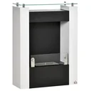 Ethanol-Kamin Bio-Ethanol-Brenner 2000W 1,5L 3 Std. Stahl Edelstahl gehärtetes Glas Weiß+Schwarz 60 x 20 x 79 cm