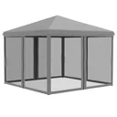 Faltpavillon Pavillon Faltzelt mit Seitenwänden inkl. Tragetasche Metall+Oxford Hellgrau+Schwarz 3x3m