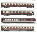 Wagenset mit vier Schnellzugwagen für den Trans-Europ-Express  Saphir  der Deutschen Bundesbahn