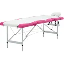 Klappbarer Massagetisch mit 4 Zonen, Aluminium weiß und rosa