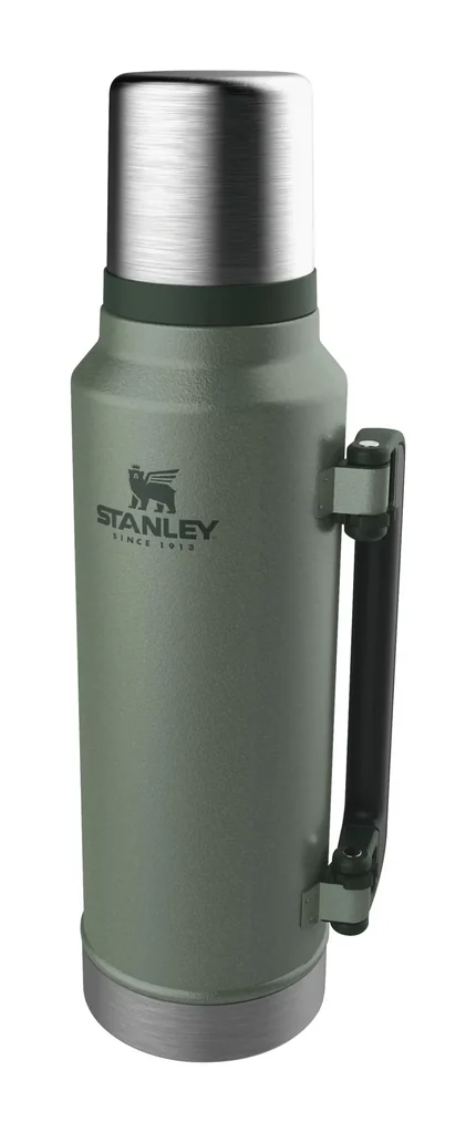 Classic Vakuum Flasche 1,4 Liter mit Griff, Trinkbecher, Hammertone grün