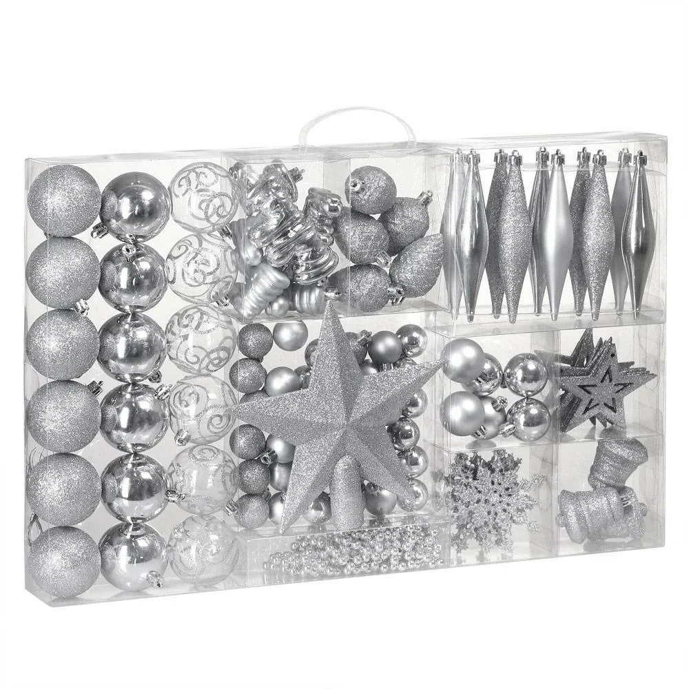 Weihnachtskugeln - 102 Stück - silber