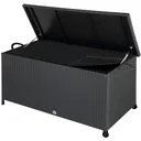 Aufbewahrungsbox Polyrotan auf Rädern schwarz 122 x 56 x 61cm